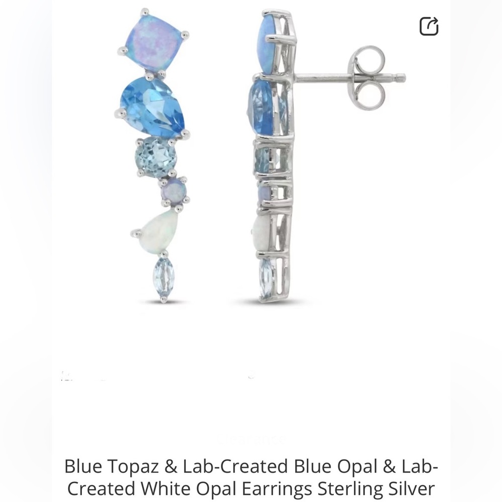 Blue Topaz and Opal Earrings